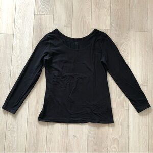 Uniqlo Heattech Extra Warm Crew Neck 3/4 Long Sleeve Top in Black Size L